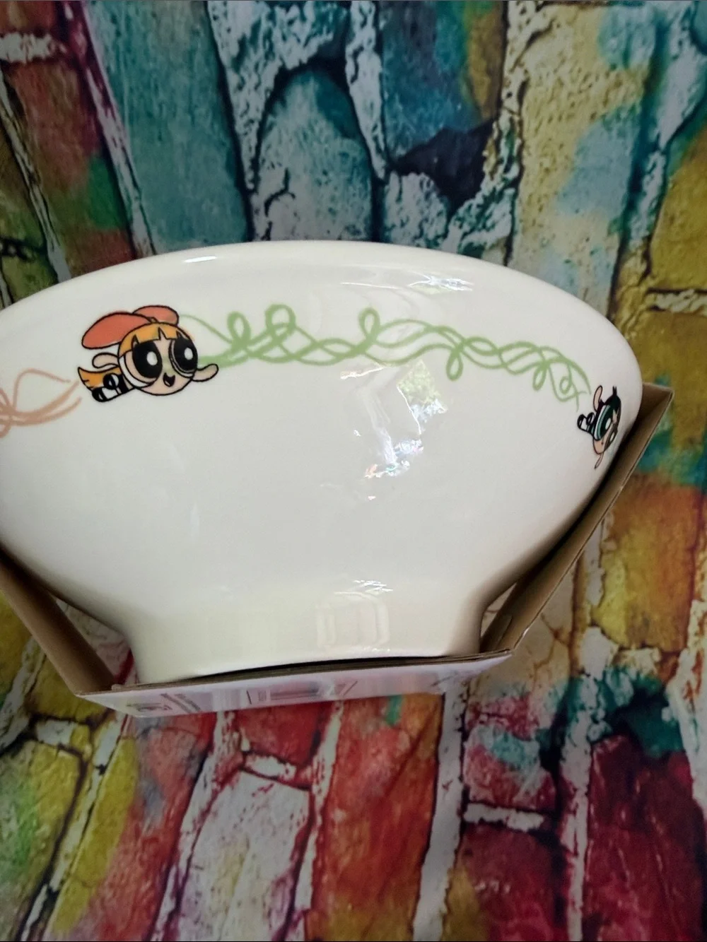 Cartoon Network White Ceramic noodle bowl with chopsticks powerpuff girls